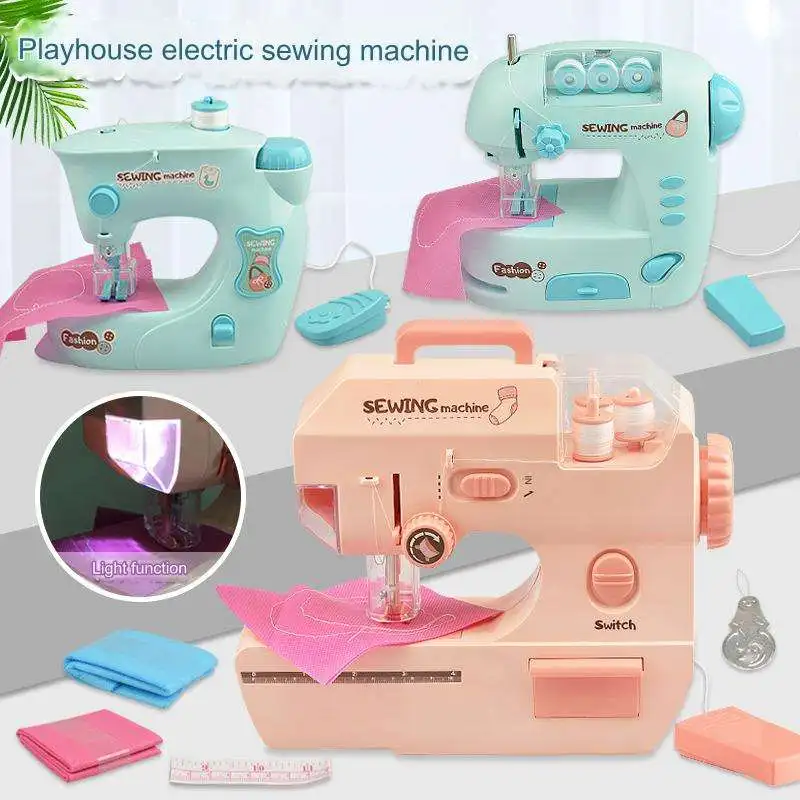 Children's Electric Light Sewing Machine Mini Simulation Tailoring Machine Small Appliance Set Girls Play House