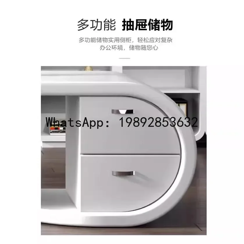XL  executive desk - pure white piano lacquer finish - manager, chairman, and fashionable executive office desk