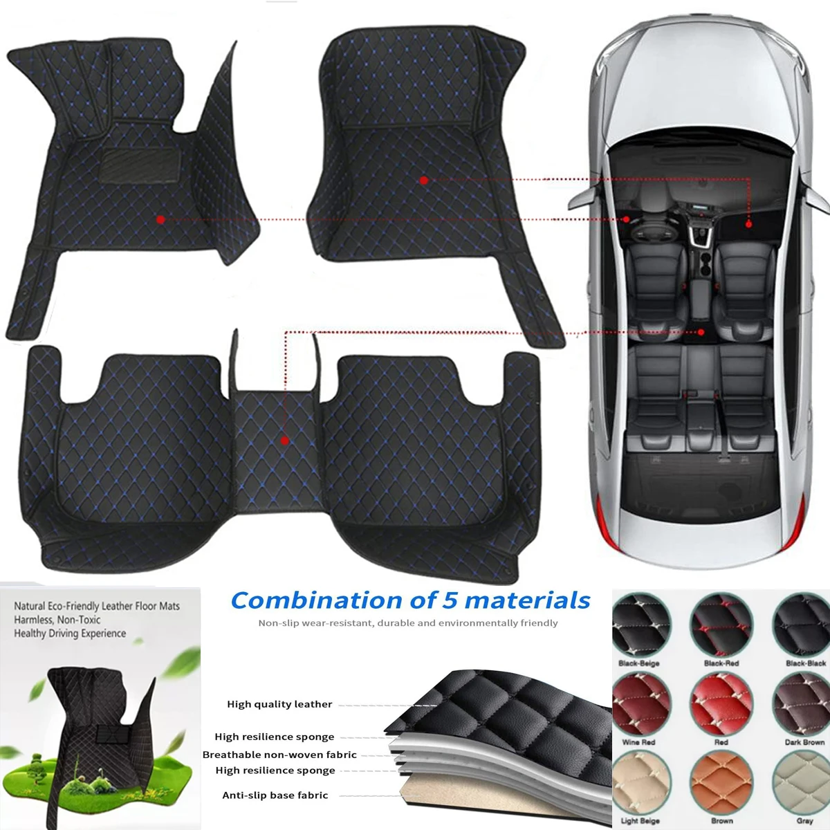 

3D PU-leather Waterproof Custom Car Floor Mats For KIA Cerato Forte K3 Auto Carpets Accessorie Floor Liners