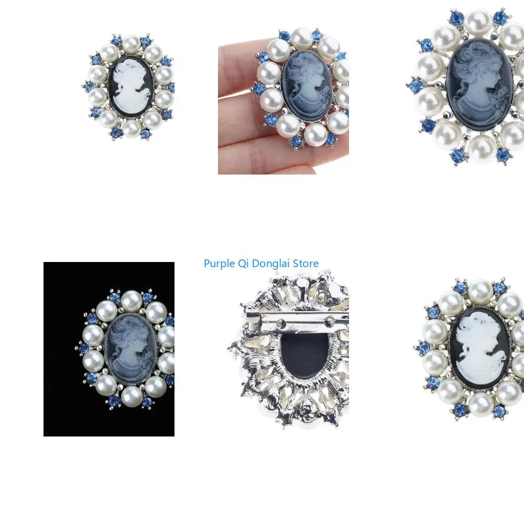 L21E Fashion Pearls Lady Vintage Cameo Victorian Wedding Party Brooch Pin Accessories Clothing Ornament Jewelry