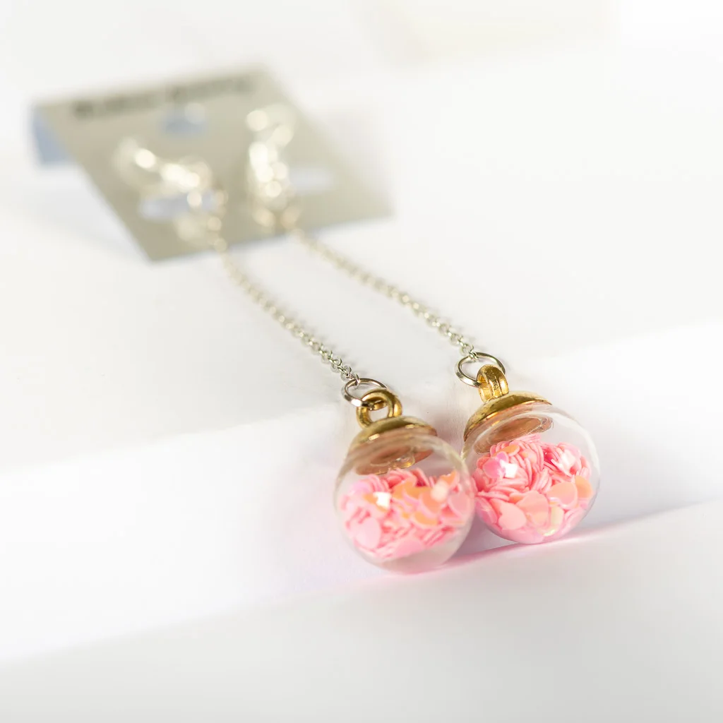 Eardrop Dried Beauty In Glass Ball Earrings Fantasy DIY Ear Lines Dangle Earring For women #BZ108