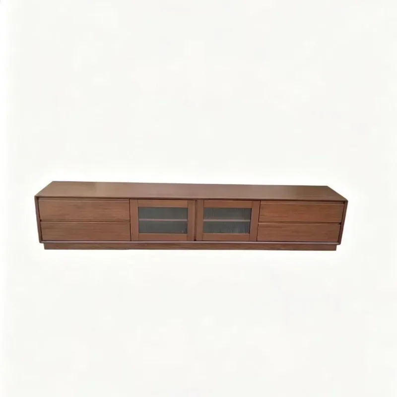 Walnut log new living room all solid wood home door TV cabinet