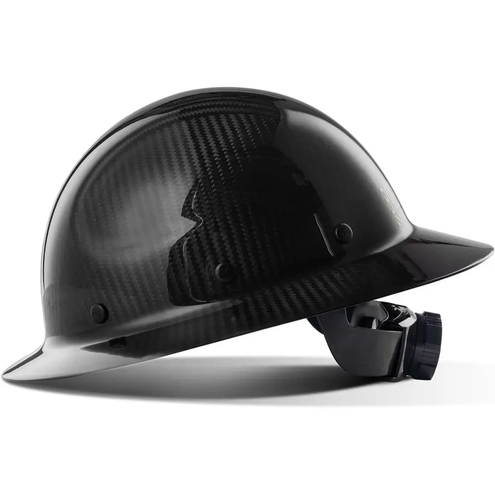 

Carbon Fiber Brim Hard Hat, OSHA Approved ANSI Z89.1, Construction Safety Helmet with Chin Strap, 6-Point Suspension, Classic Bl