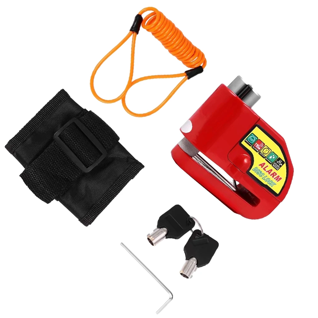 

Waterproof Alarm Disc Lock Motorbike Lock - Saw-proof And High Security For Bike Anti-bad Weather yellow+ lock +bag