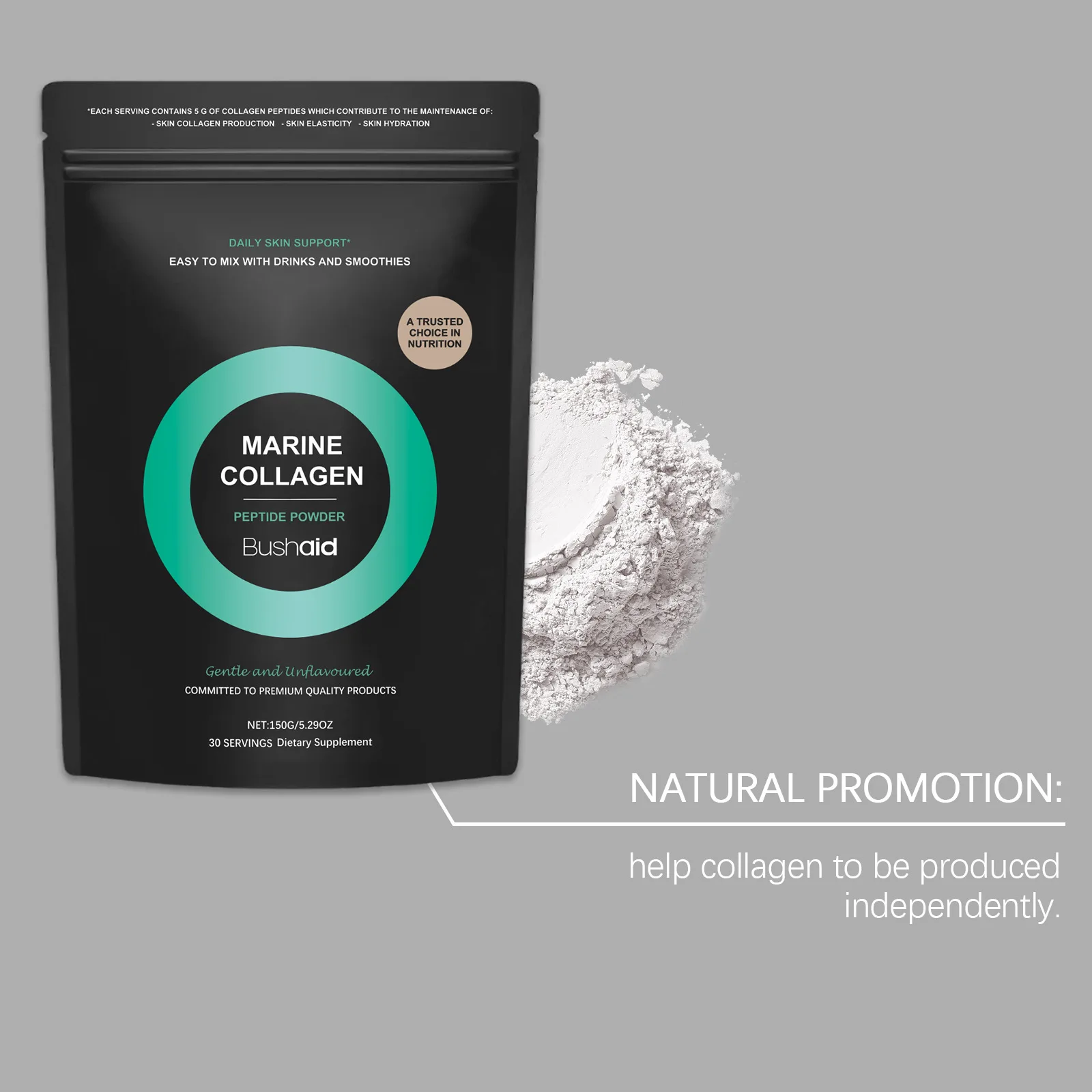 Hydrolyzed Collagen Peptides Powder Oral Supplement Boost Skin Elasticity Firm Smooth Skin Anti‑Aging Beauty Care Powder
