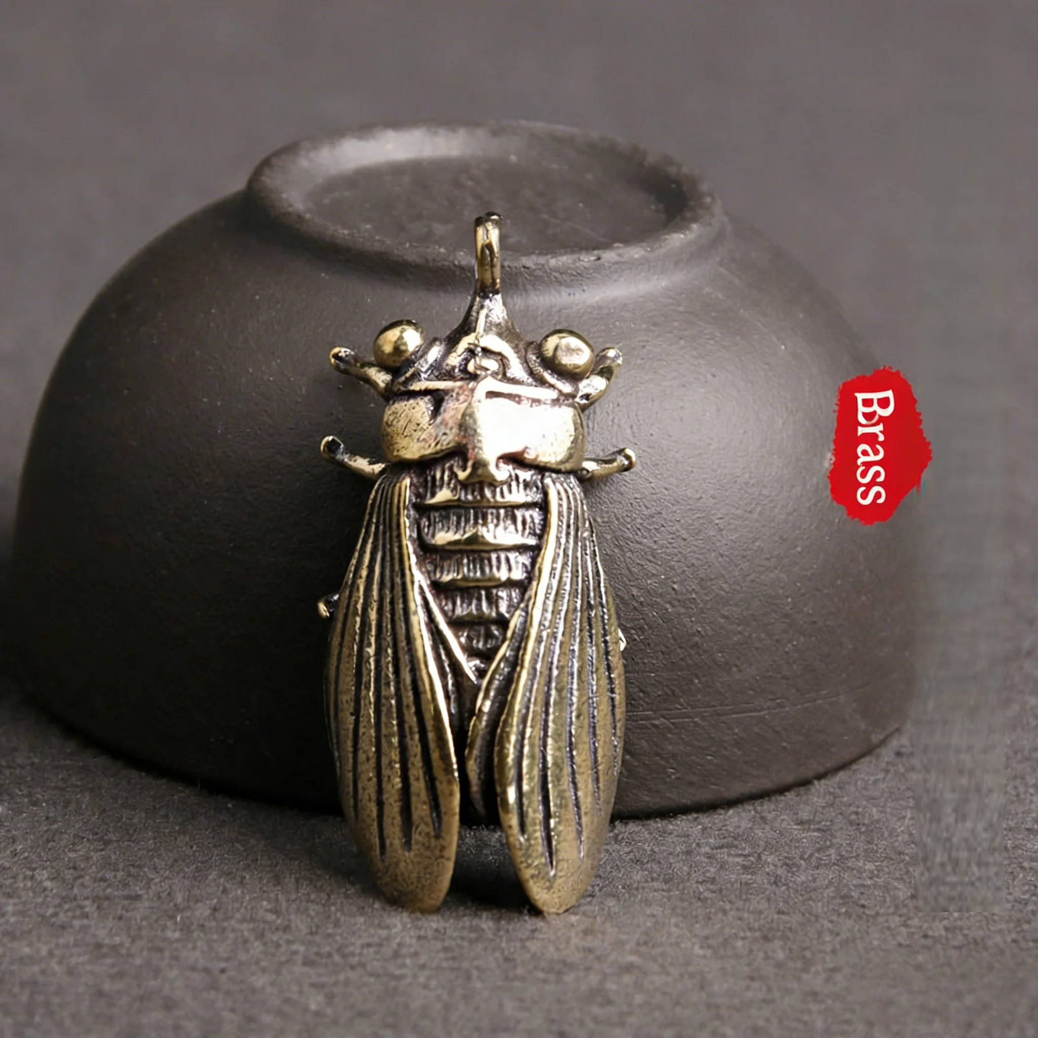 

Retro Casting Brass Cicada Dragonfly Miniature Chinese Style Tea Pet Desktop Ornament Home Study Table Decor Accessories