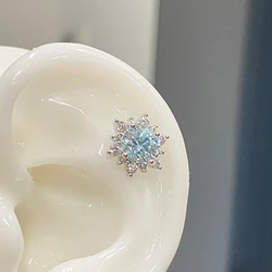 1PCS Snowflake Zircon Stainless Steel Ear Bone Nail Shiny Full of Rhinestone Screws Earrings Cochlea Piercing Body Jewelry