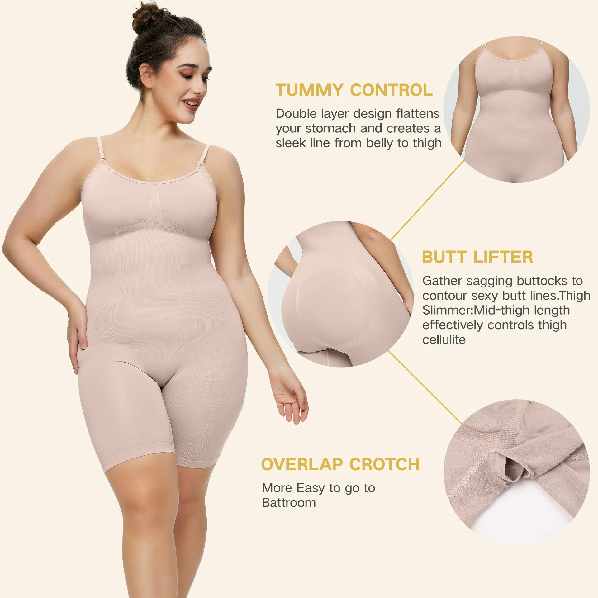 Plus Size Plastic One-piece Clothing Sling One-piece Underwear Hip Pants Flat Angle Abdomen Plastic One-piece Enhan