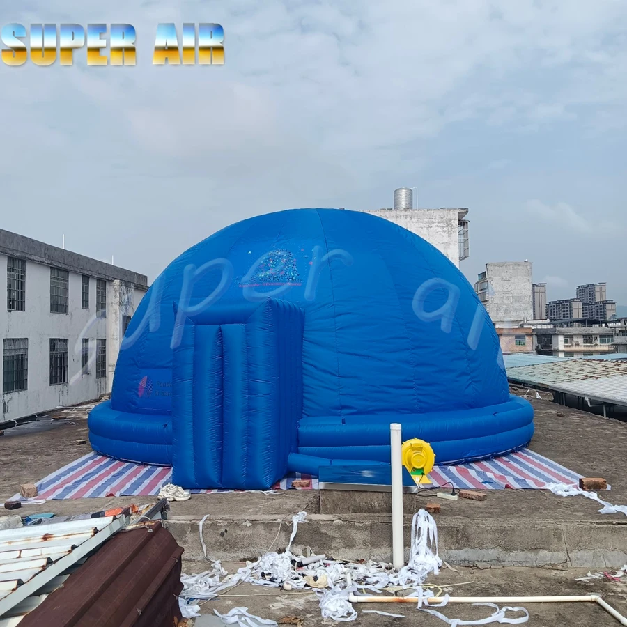 カスタマイズ可能な最安値の巨大なインフレータブルプラネタリウム、シングルドア付きインフレータブルプロジェクションテント