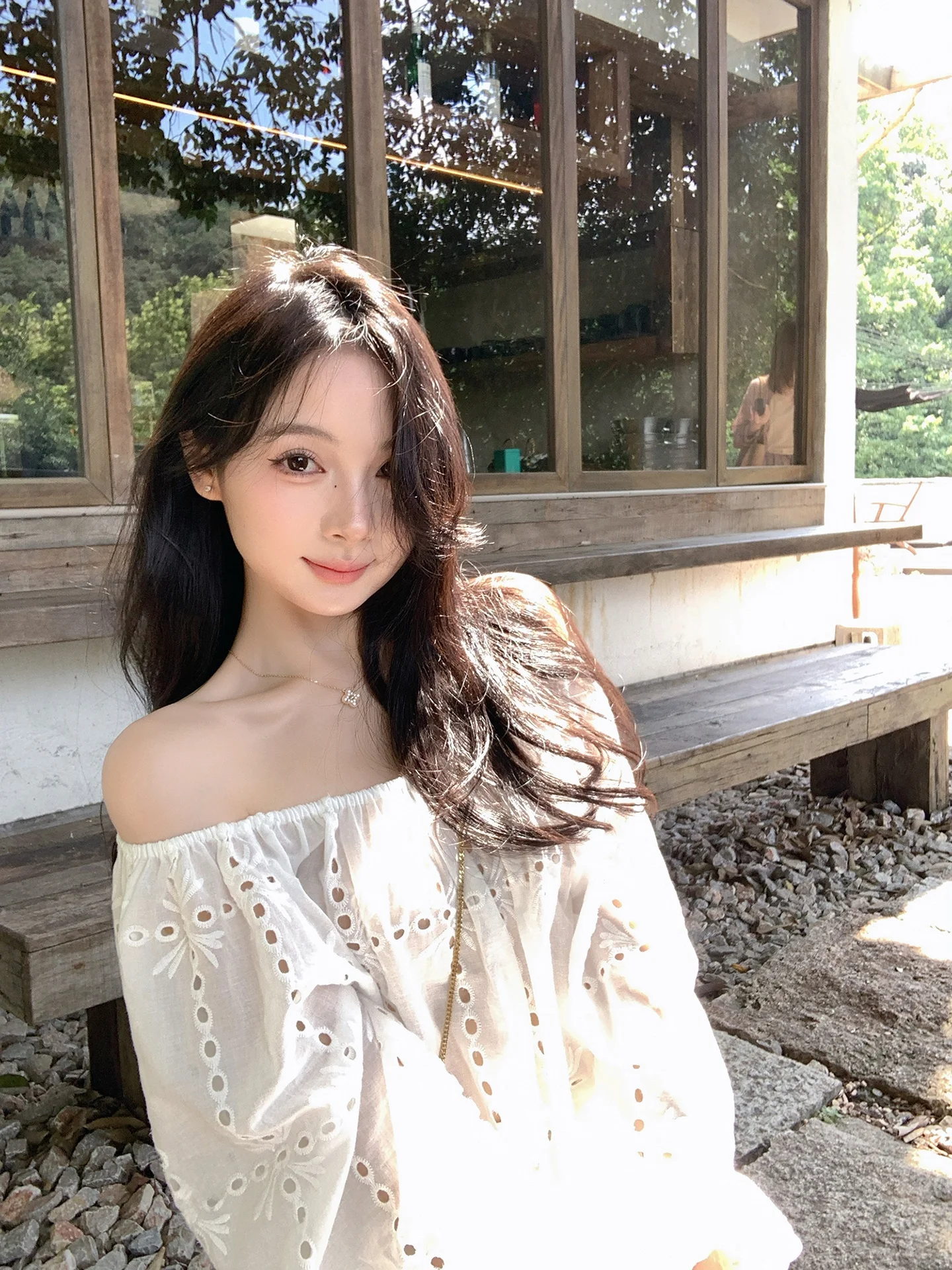 

Белая женская блузка с открытыми плечами и длинными рукавами, бренд ZHOUYEYE, тонкая, для повседневной носки