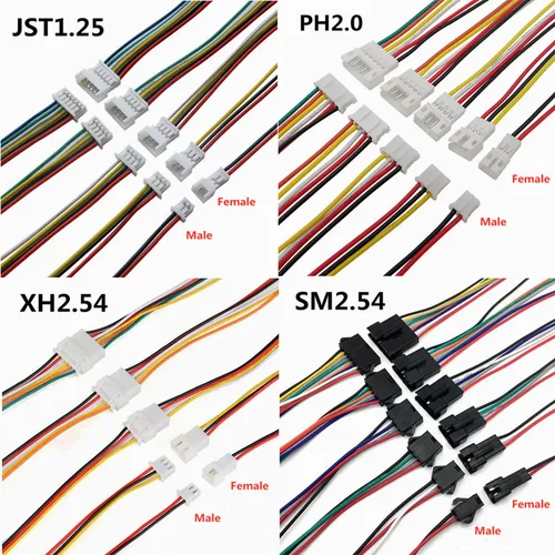 Imagen 1 del producto 5 pares 2P 3 4Pin JST1.25mm PH 2,0mm XH 2,54mm SM2.5 JST enchufe macho hembra conector de Cable de Terminal de Cable eléctrico DIY