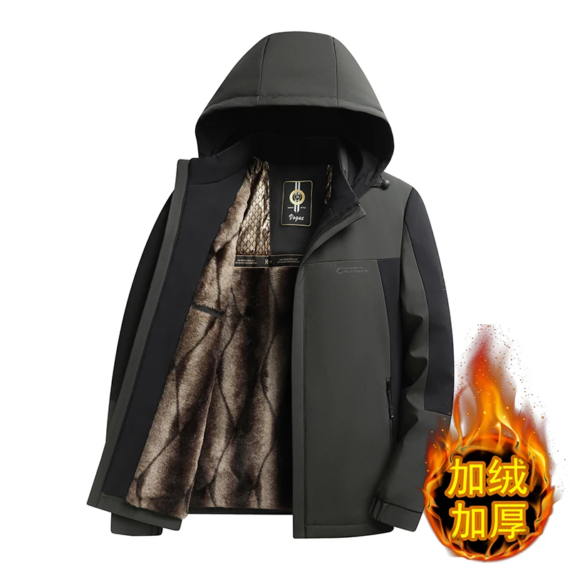

Winter Outdoor New Middle-aged and Elderly Top Men's Fashion Trend Fishing Plus Fleece Thickened Warm Dad Fashion Casual Jacket