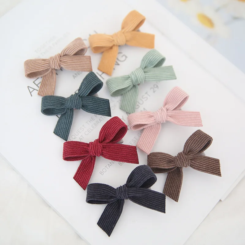 1pcs Retro Classic Corduroy Cotton Hair Bow for Girl Hair Clip Boutique Barrette Handmade Hairpin Cute Kids Hair Accessories