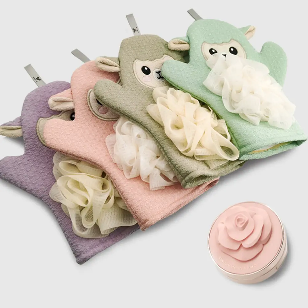 2 قطعة قفازات الدش الكرتون قفازات استحمام الطفل ثنائي الغرض فوط استحمام الأطفال التقشير لوازم الحمام للاستحمام للأطفال #6