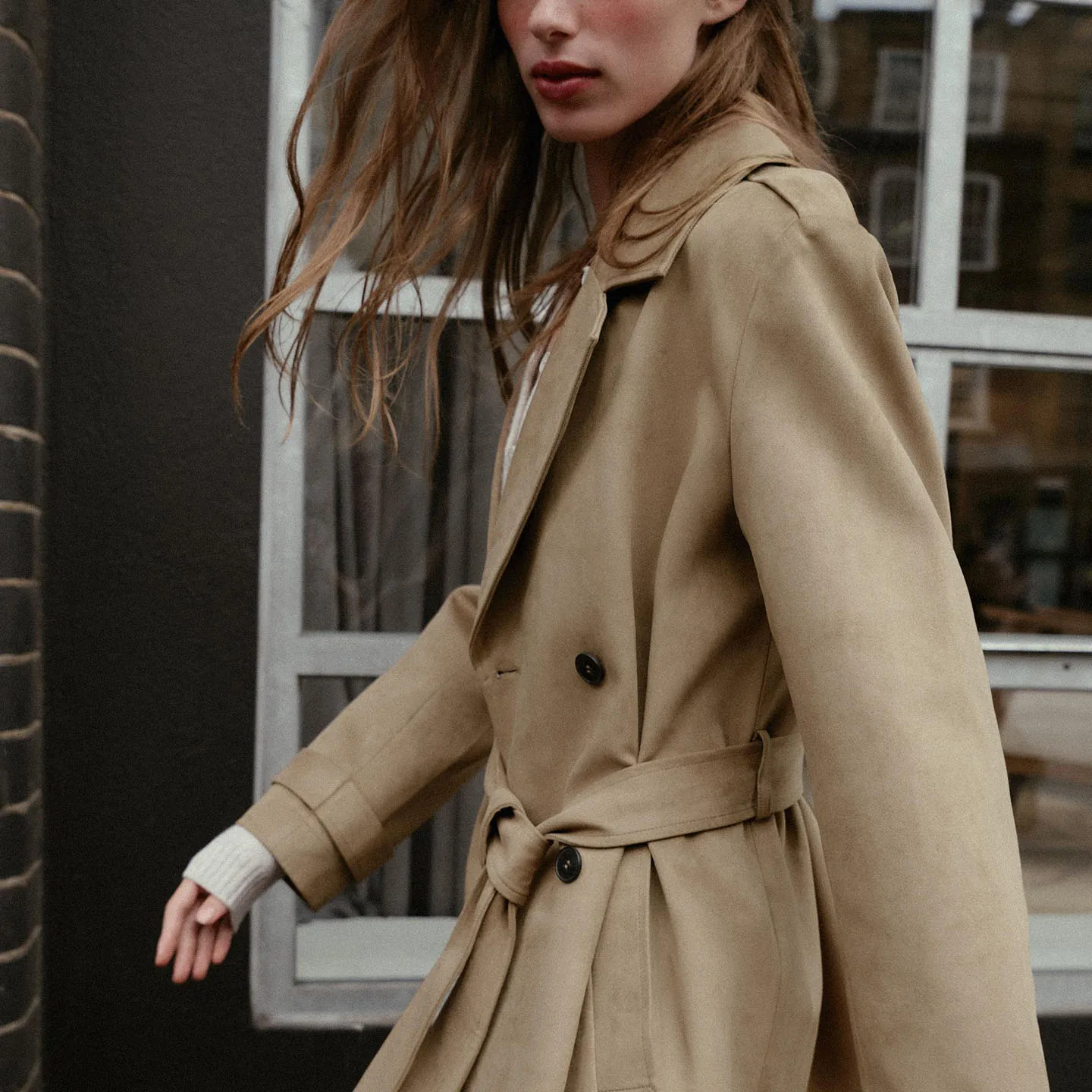 

Z 2025 New Faion Модное двустороннее пальто с эффектом искусственной кожи Ele Aosphere Commute Sle Long Sve Двубортное пальто