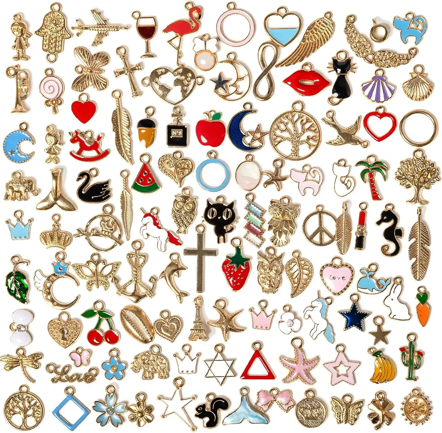 

Bracelet Charms, Assorted Jewelry Making Charms, Gold Plated Enamel Charms Pendants for Necklace Bracelet Jewelry Making