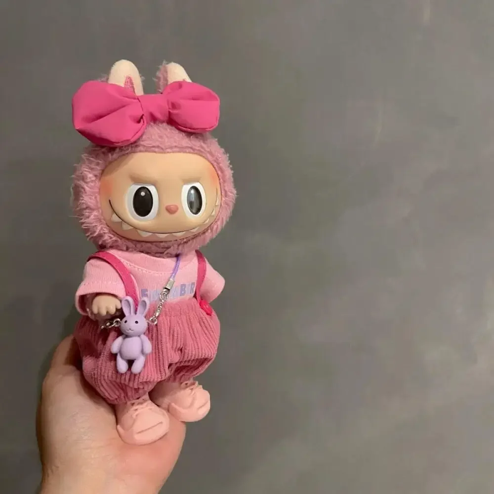 ل 17 سنتيمتر Labubu الملابس مجموعة معكرون لطيف الملابس DIY بها بنفسك الأطفال هدية الملابس إكسسوارات الشعر الملابس