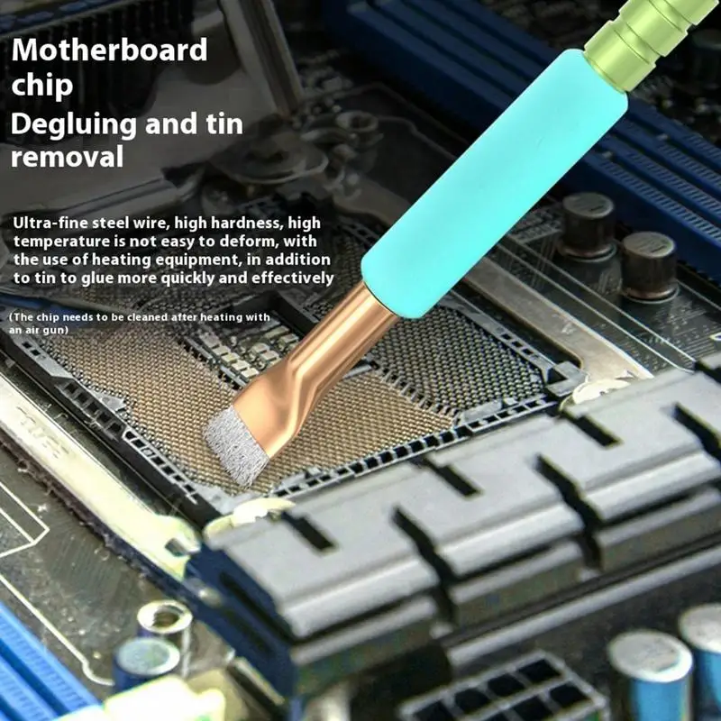 2PCS Motherboard Chip Glue Removal Brush Steel Bristle Brush Anti-Static Bristle Brush For Mobile Phone Pad Cleaning Brush