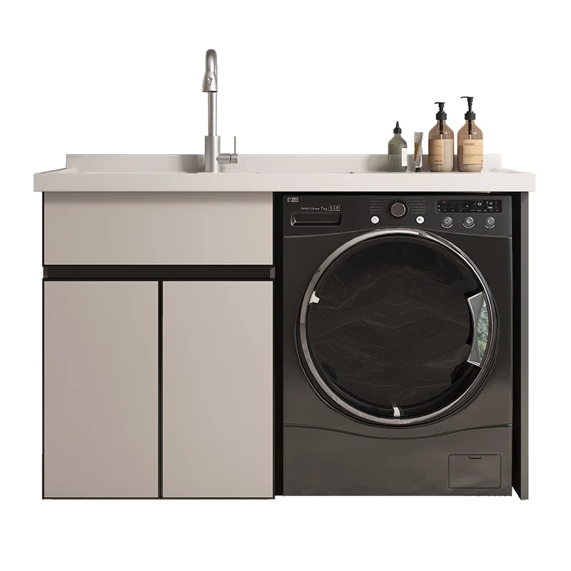 ZL Balcony Washing Machine Cabinet Laundry Inter-Platform Basin with Washboard Integrated Wash Wardrobe Companion