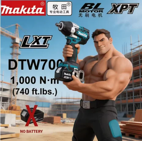 Makita DTW700 18V LXT Brushless Cordless Impact Wrench Electric Tool for Auto Repair Heavy Equipment Assembly