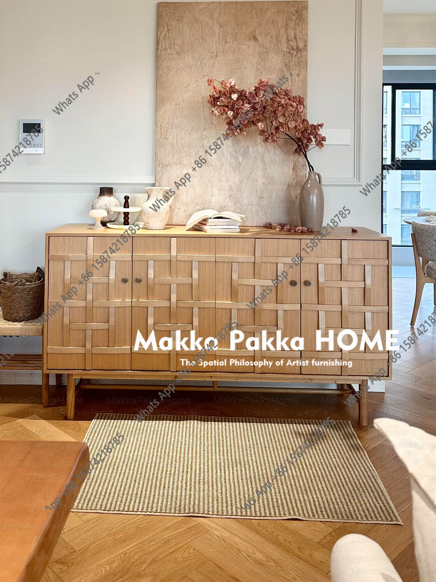 

Medieval log wind solid wood woven door aisle porch cabinet designer dining side cabinet creative living room storage