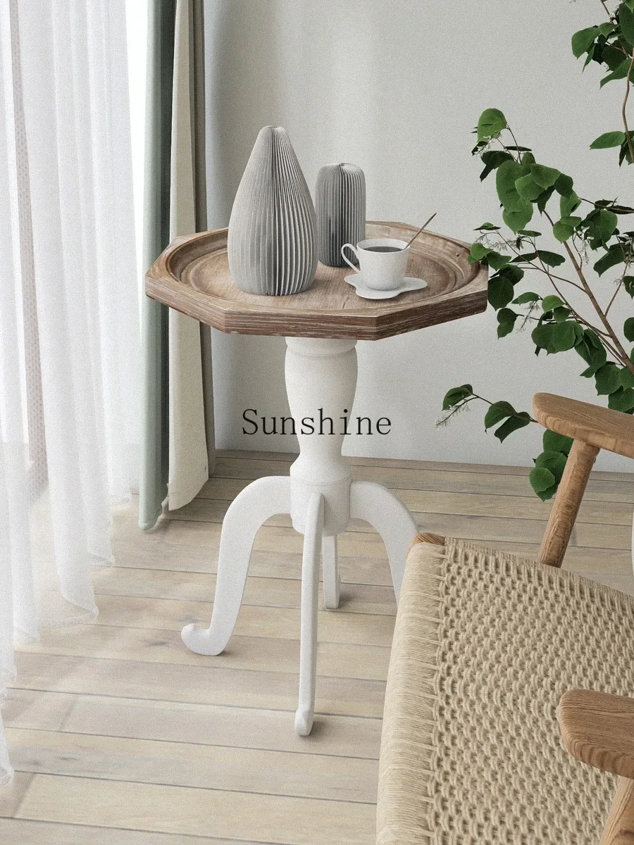 Amerikanisches Retro-Sofa, kreativer leichter Luxus-Wohnzimmer-Couchtisch, französischer Nachttisch aus Holz