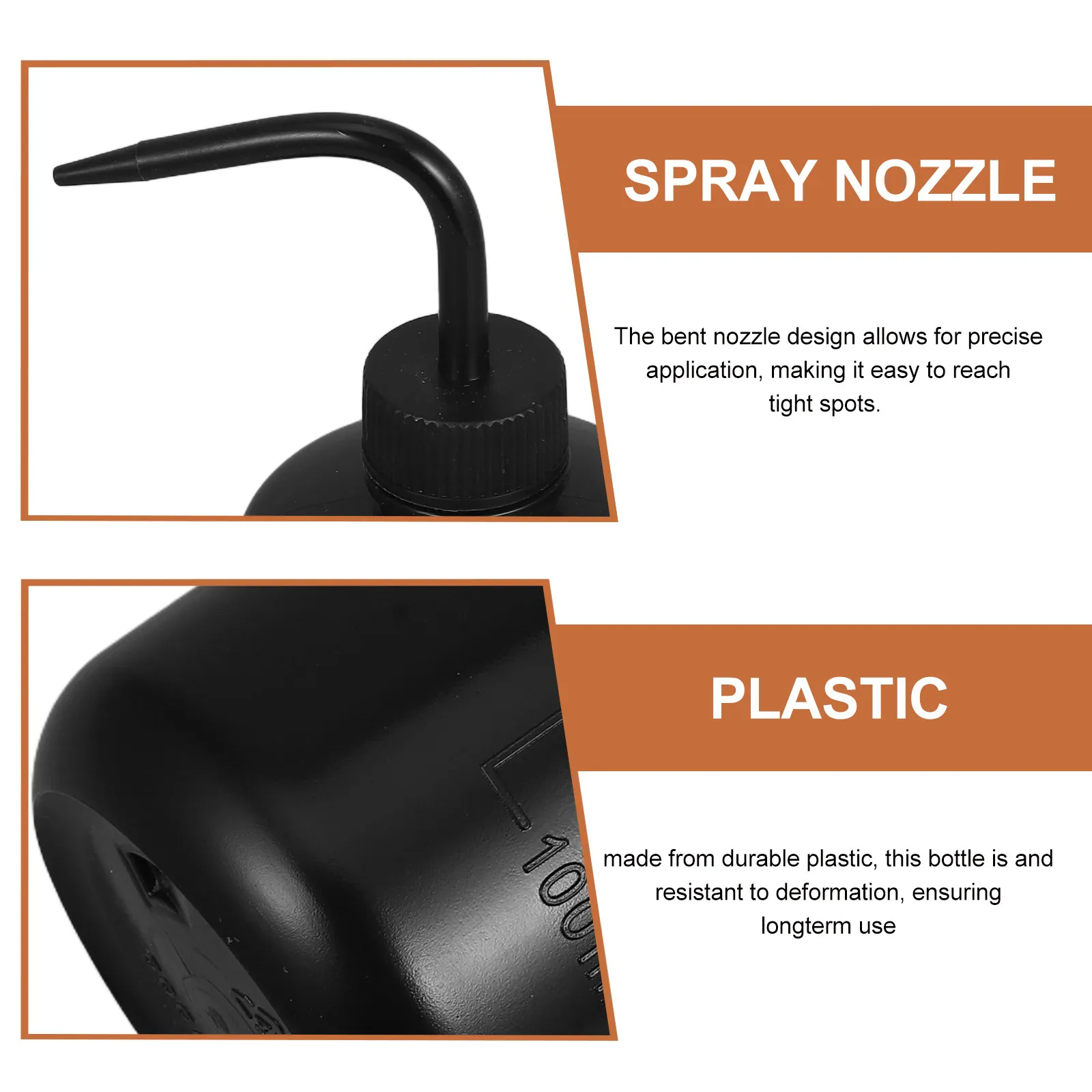 2Pcs 500Ml Black Squeeze Bottle Set Bent Nozzle for Succulent Watering Plant Irrigation Cleaning Vase Fish Tank Lash Wash Tattoo
