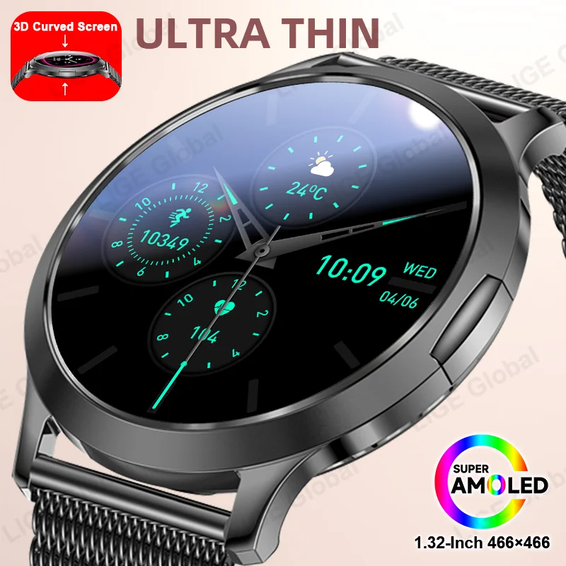 Montres pour femmes LIGE ultra-fines et élégantes, écran AMOLED de 1,32 pouces, appel vocal, montre connectée avec cadran personnalisé, suivi de la forme physique et de la santé, bracelet intelligent
