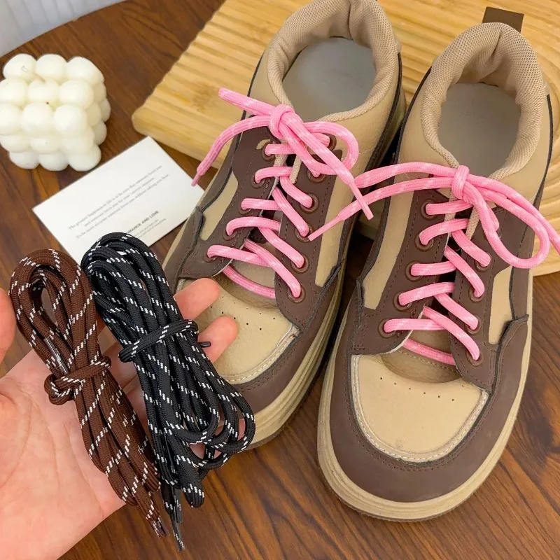 1/2 pares de cadarços esportivos ao ar livre flor ponto especial cadarços de sapato poliéster tipo redondo cadarço botas de algodão acessórios de sapato