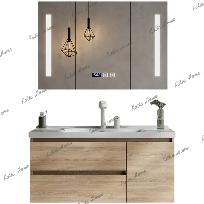 YJ Open Corner Bathroom Cabinets Storage Combination Makeup Shelves Bathroom Cabinets Narrow Wood Furniture Ванная Комната MH40Y
