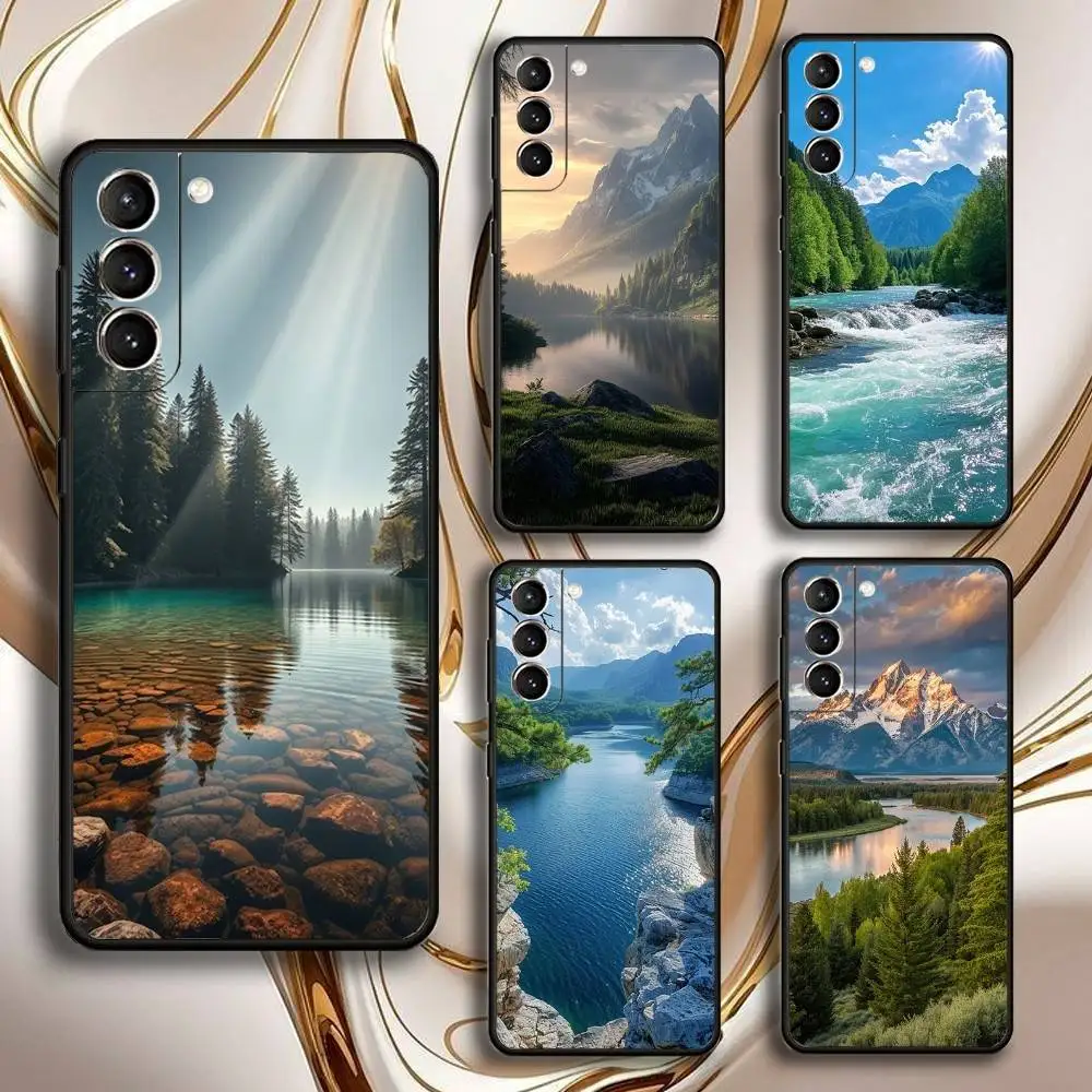 

Mountains Nature Phone Case For Samsung GalaxyA13,21s,22,31,32,52,53,71,72,73,Soft Black Shell