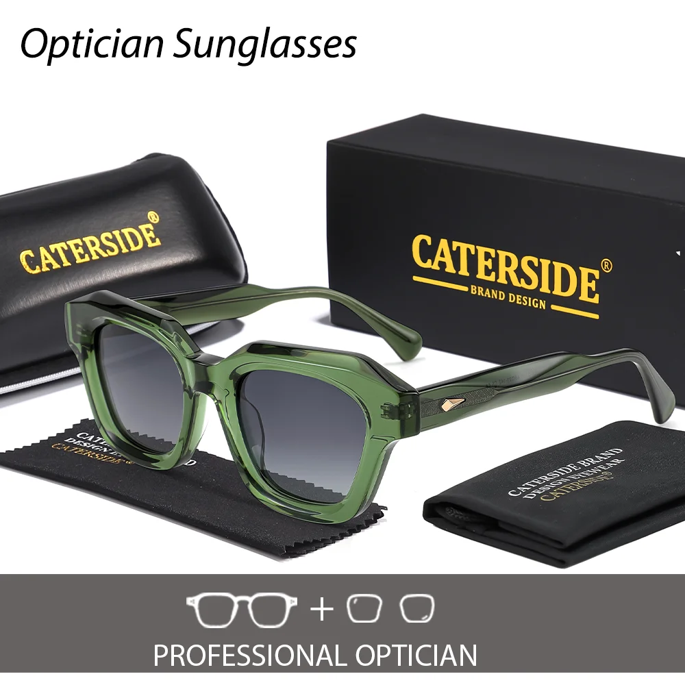 CATERSIDE nouveaux hommes lunettes de soleil optiques acétate cadre personnalisation lentille carrée lunettes de Prescription en plein air myopie lunettes UV400