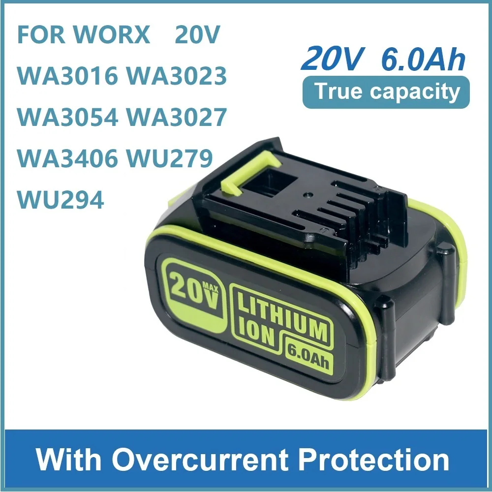 

Аккумулятор 20В для WORX, 5-контактный разъем, литий-ионный, 8Ач-5Ач, замена для WA3027 WA3571 WA3525, с LED-индикатором, для электроинструментов