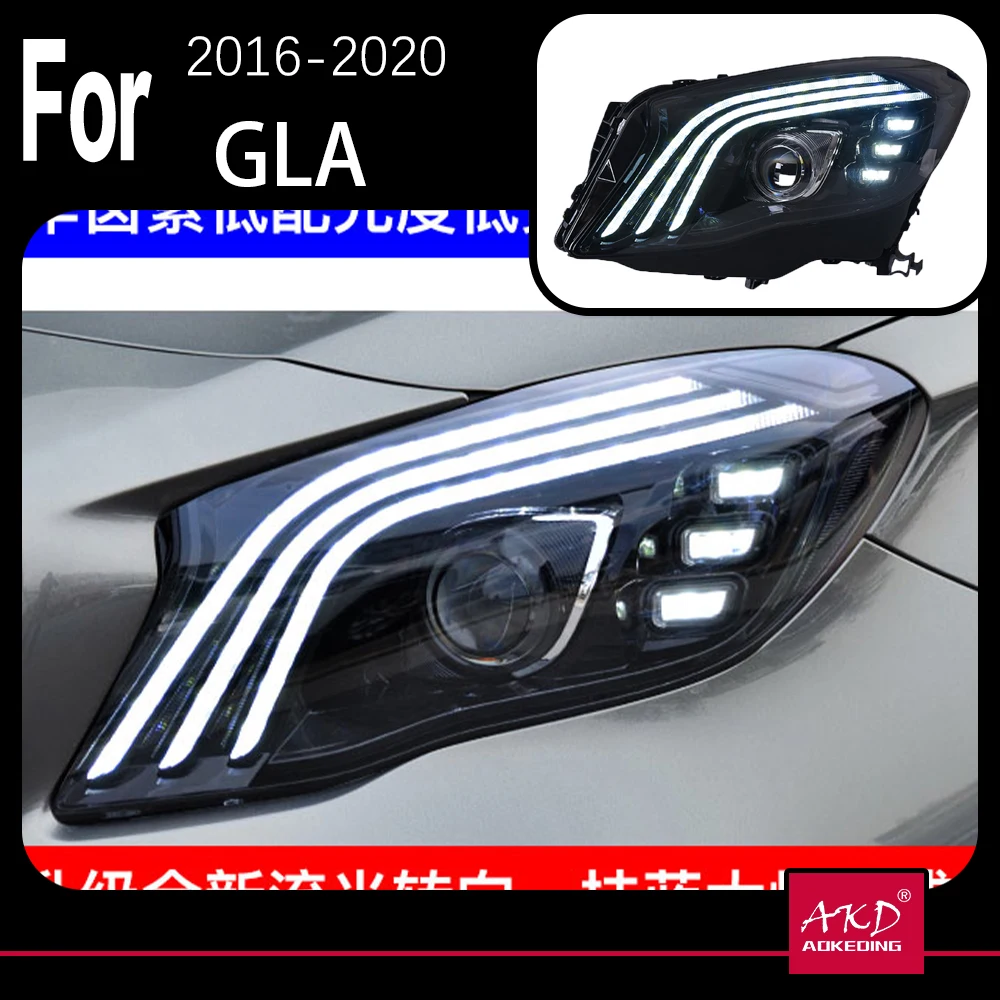 

AKD-Car Model Head Light Parts For Benz GLA 200 220 260 2015-2020 LED Lamps or Xenon Headlights DRL Dual Projector FACELIFT