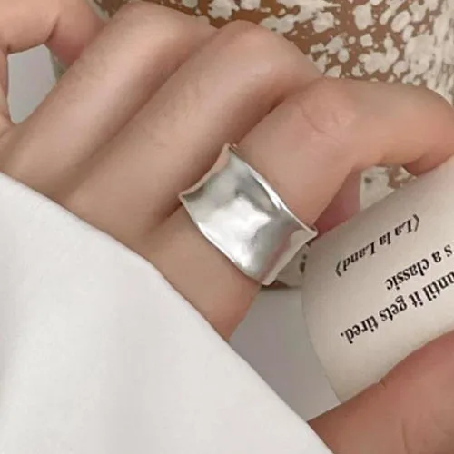 925 Sterling Silver Geometric Heart Shinning Rings For Women Simple Korean Fashion Open Adjustable Handmade Ring Couple Gifts