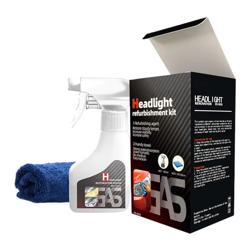 

Car Headlight Restorer Kit Headlight Polish Liquid Repair Agent Refurbishment Headlights Lens Polishing With Towels Lights