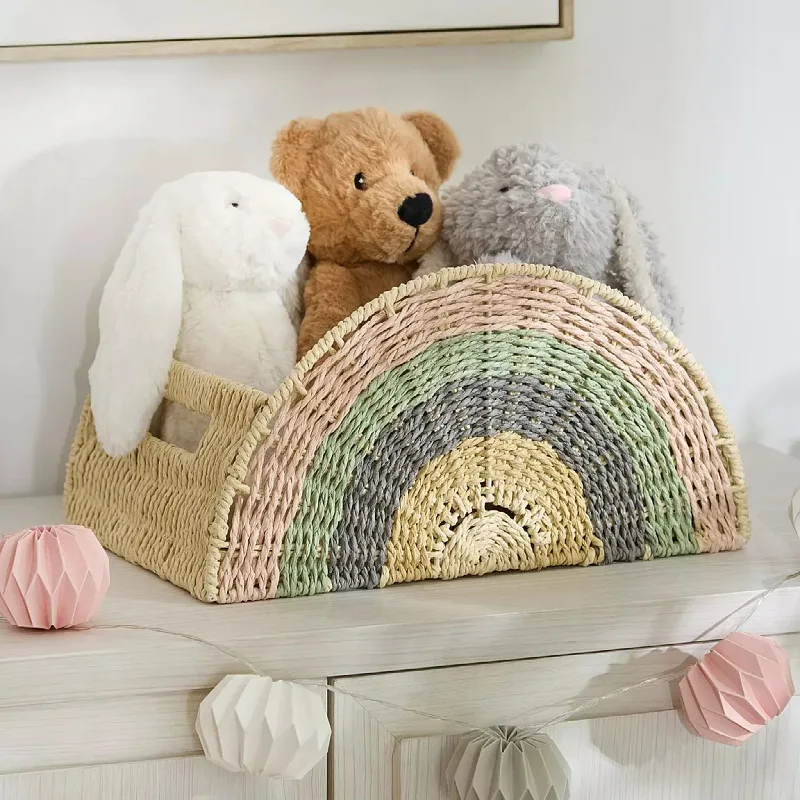 creative-office-desk-supplies-storage-basket-bookworm-paper-rope-material-pen-holder-home-stationery-organizer-basket