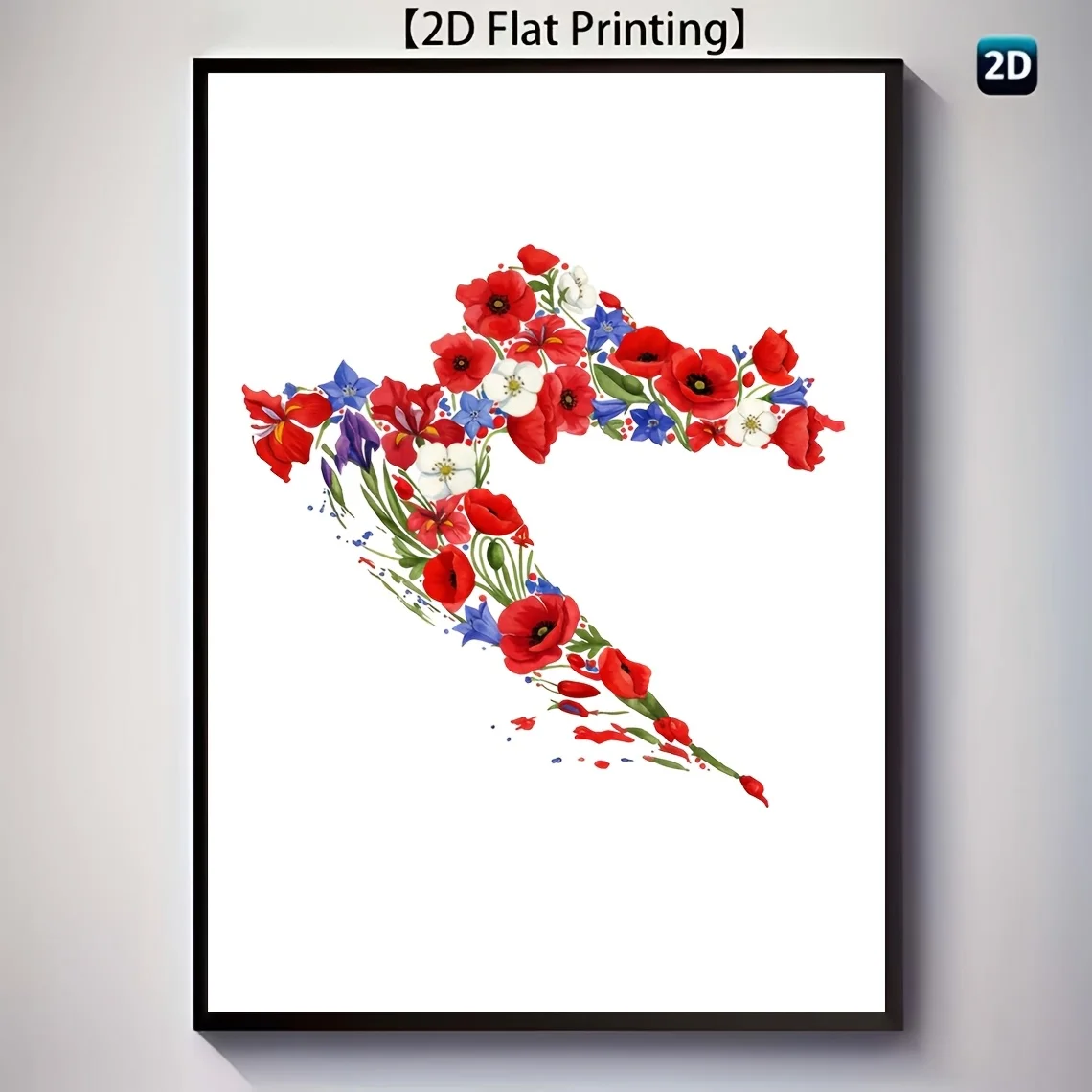 2D Flat, 1pc, 2D Flat, No Frame, Multiple Sizes, Frameless, Croatia Map Floral Art Print: Croatia Tourist Souvenir Fun Canvas