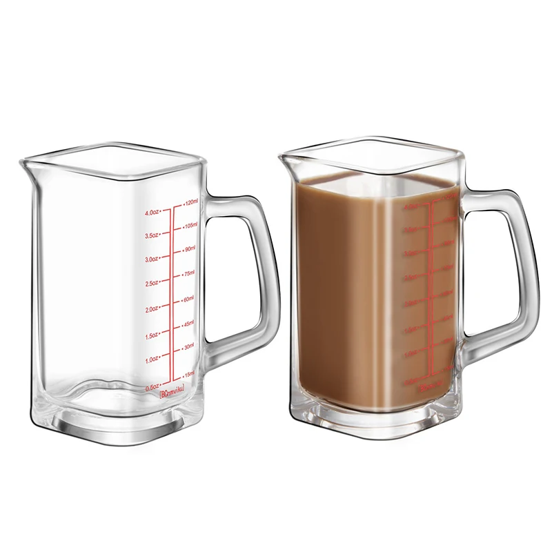 90/120ml Heat-resistant Glass Measuring Cup Milk Jigger Glass Ounce Cup With Handle For Espresso Coffee Barista Accessories view 5