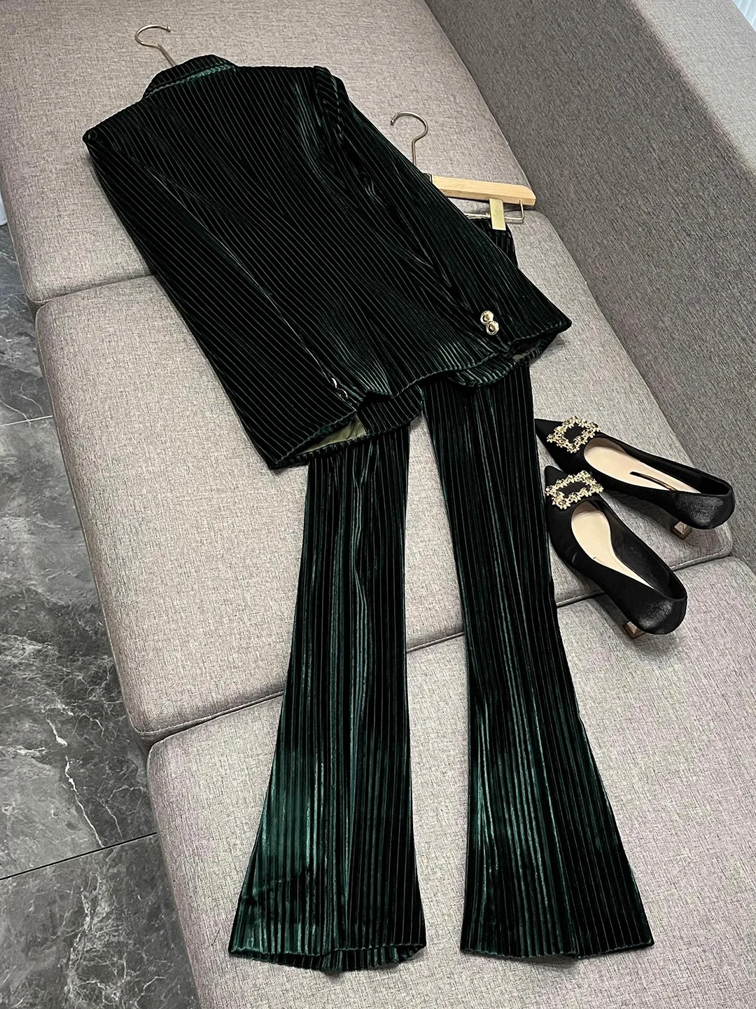 High-end veludo busin terno verão sle faionable vestido de noite feminino conjunto de duas peças para conferência anual