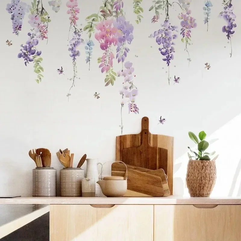 

Flower Plants Floral Wall Stickers Home Room Decoration Bedroom Adhesive Wallpaper Wall Furniture Door House Interior Decor