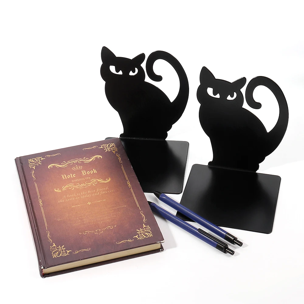 Imagem -04 - Black Cat Heavy Book Stand Book Rack Bookends Ferro Prateleira Organizador Home Desk Papelaria