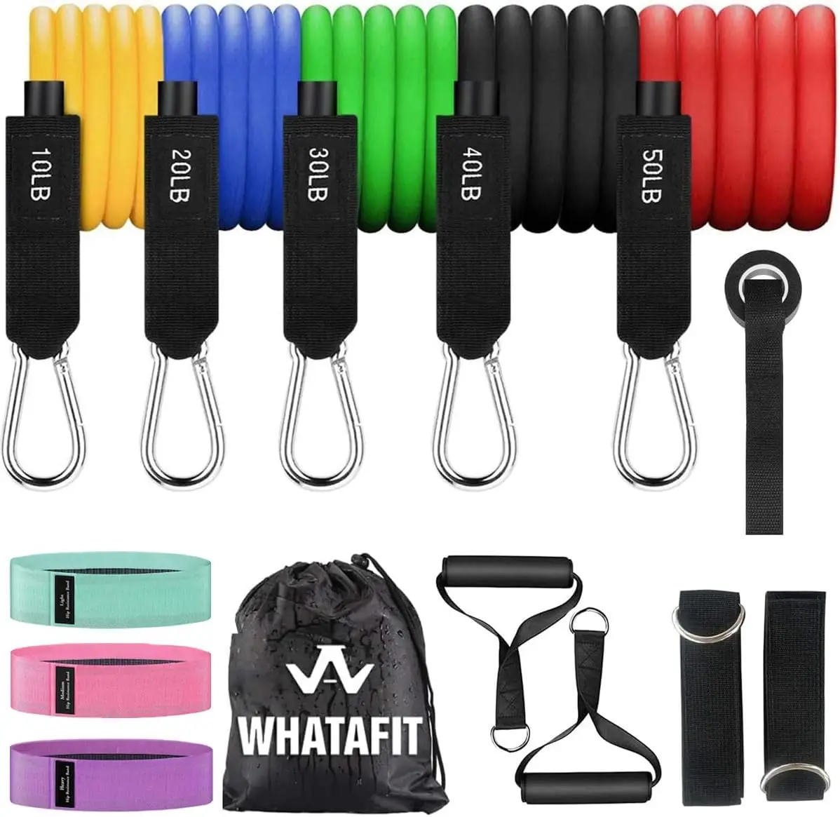 

Adjustable Resistance Bands Set for Home Gym Workouts, Strength Training Equipment with Handles and Door Anchor