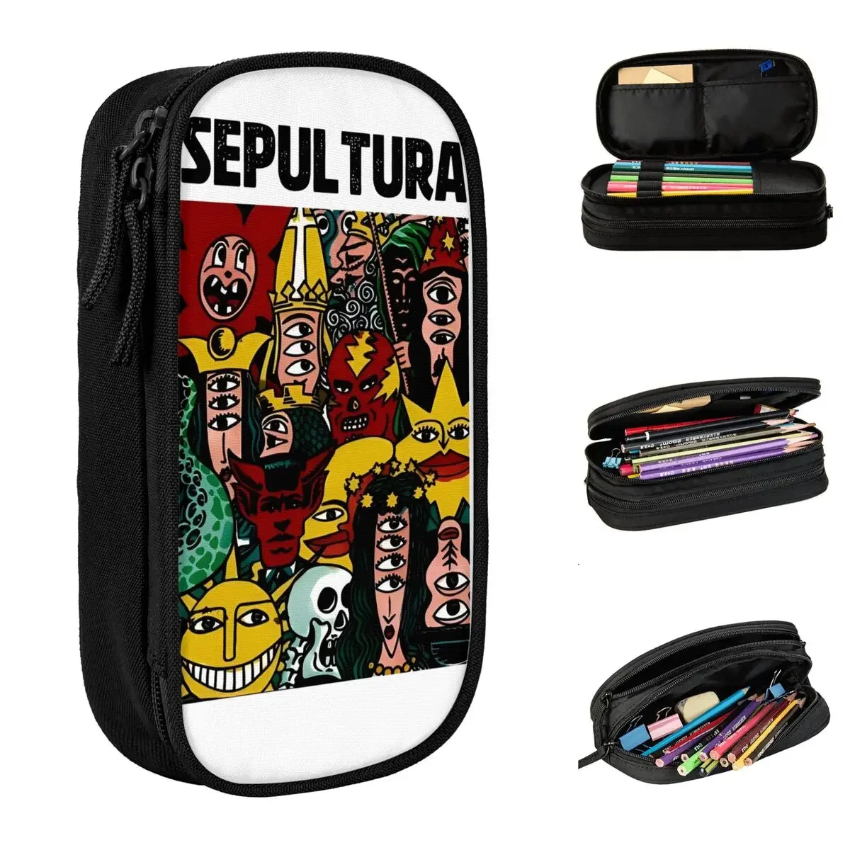 Cute Sepultura Heavy  Band Pencil Cases Retro Rock Music Pencilcases Pen for Student Big Capacity Bag School Supplies Gifts