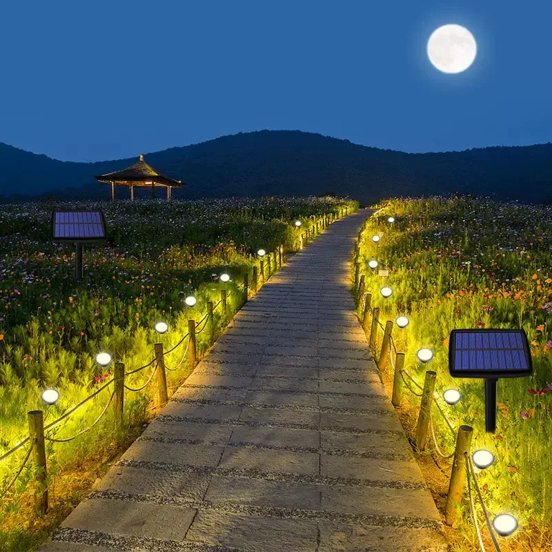 Solar Lights Outdoor Waterproof，Warm White 8 Pack 8-in-1 Ground Lights Backyard Decor Lights