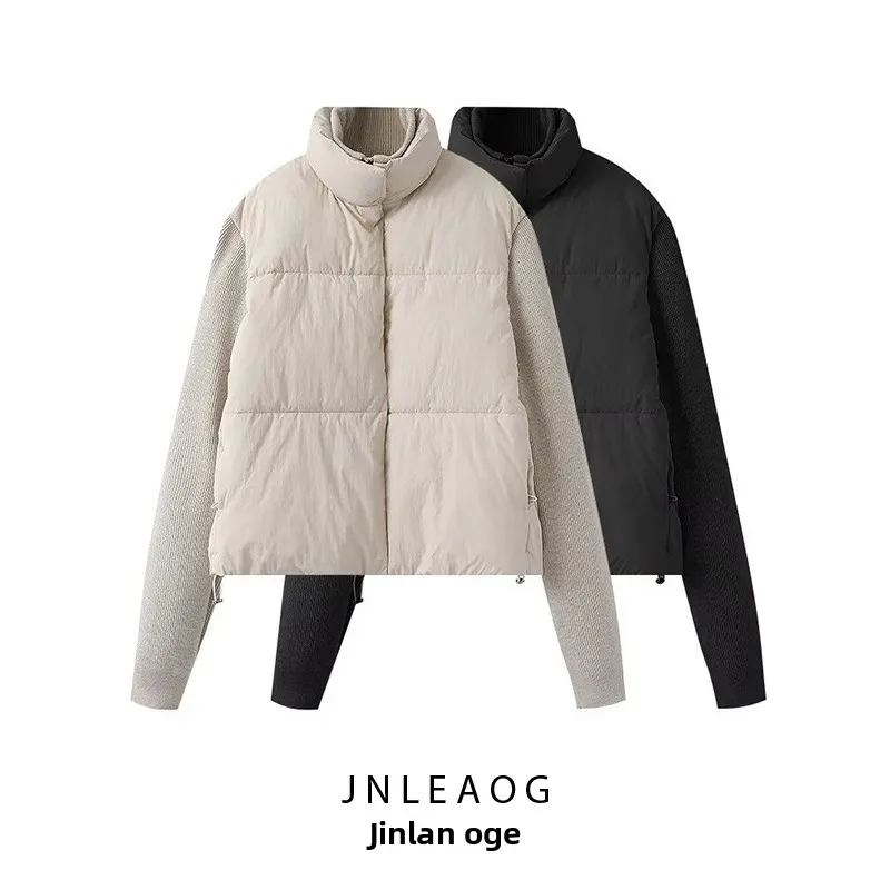 JNLEAOG Chaqueta de Aodón con Parches Tejidos de Moda para Mujer, Otoño, Nueva, Manga Larga, Cuello Alto, Estilo Urbano 05...