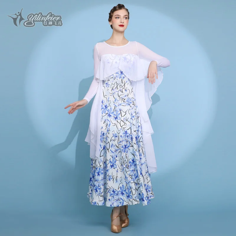 Printed New Modern National Standard Practice Clothing Waltz Dance Dress Vestidos De Baile