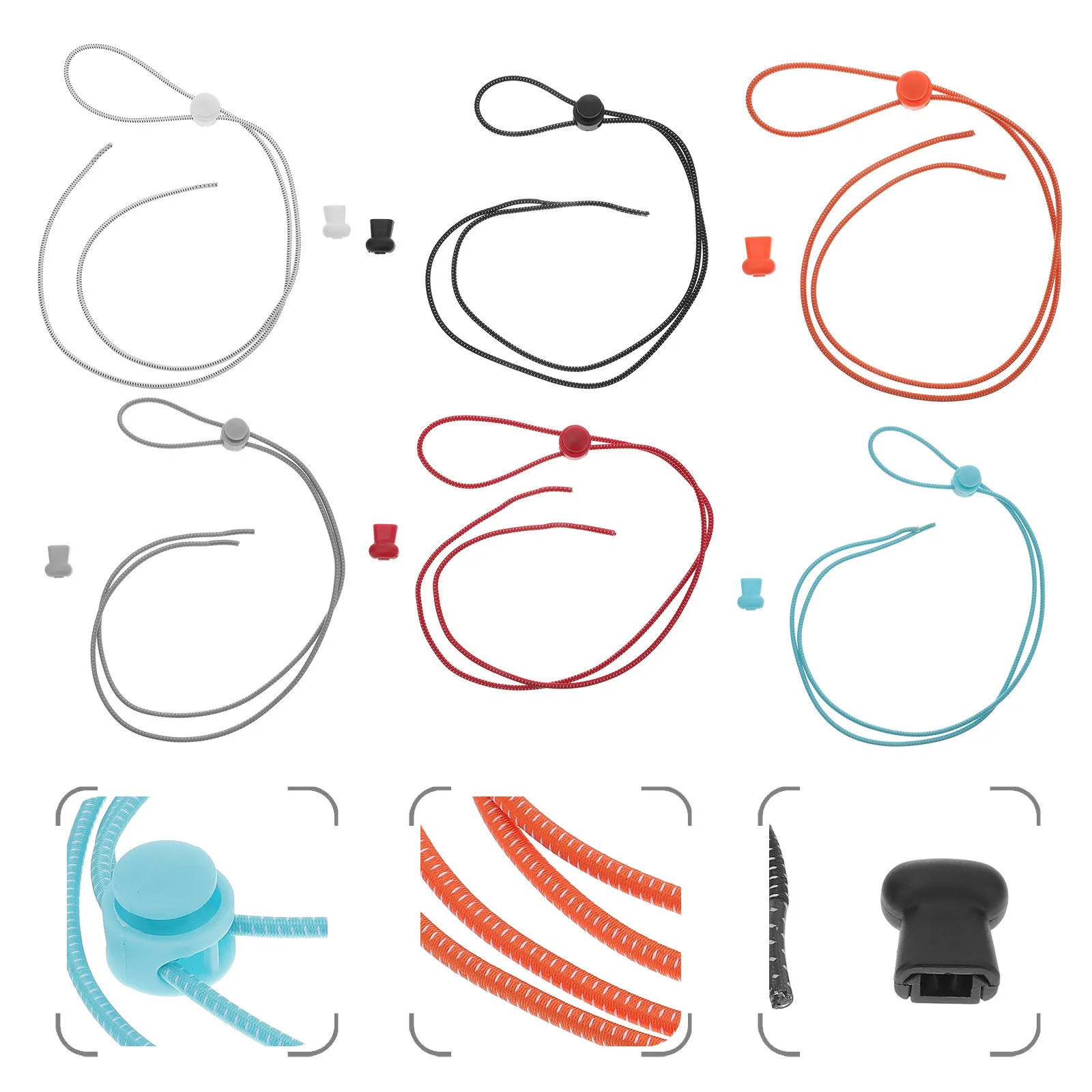 

6 пар эластичных шнурков для кроссовок, быстросъемные, унисекс, для бега и джоггинга