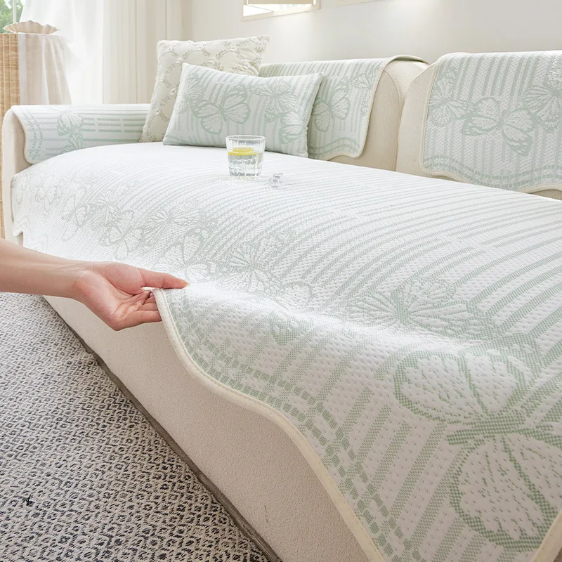 Irregular Edged Ice Silk Cooling Bean Sofa Cushion Jacquard Butterfly Home Decor Seat Pads Anti-slip Dustproof Sofa Covers