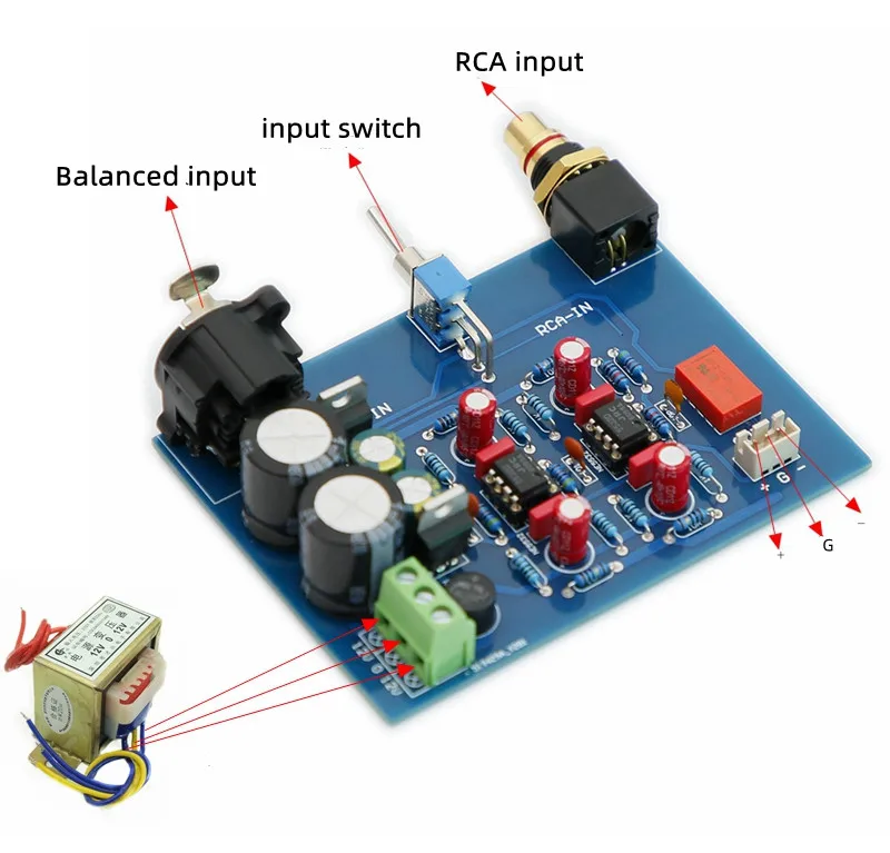 JRC5532 RCA Single-Ended XLR Balanced Input Conversion Balanced Output Board อินพุตเลือก Board (Mono) สำหรับ Audio Amplifier